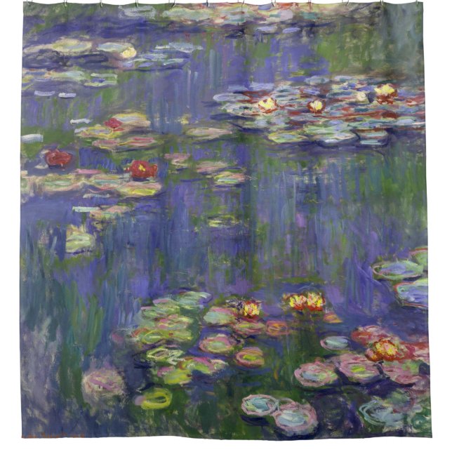 Monet Water Lilies Masterpiece Painting Shower Curtain (Front)