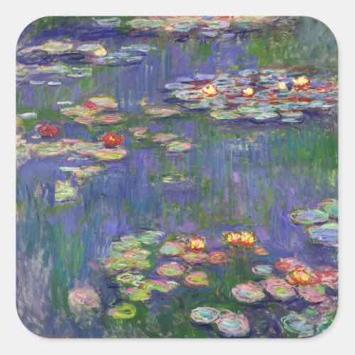 Monet Water Lilies Masterpiece Painting Square Sticker