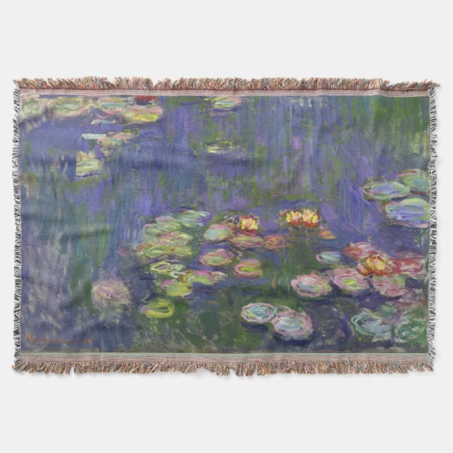 Monet Water Lilies Masterpiece Painting Throw Blanket (Front)