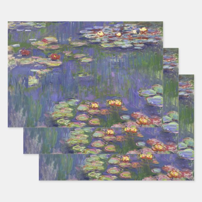 Monet Water Lilies Masterpiece Painting Wrapping Paper Sheets (Set)