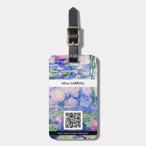 Monet _ Water Lilies  Nympheas 1919 _ QR Code Luggage Tag