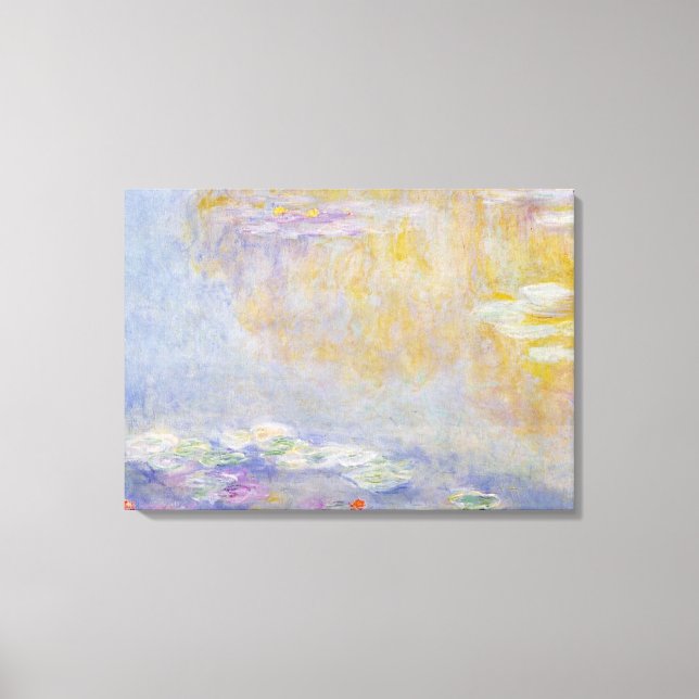 Monet - Water Lilies, Pastel Colors Fine Art Canvas Print (Front)