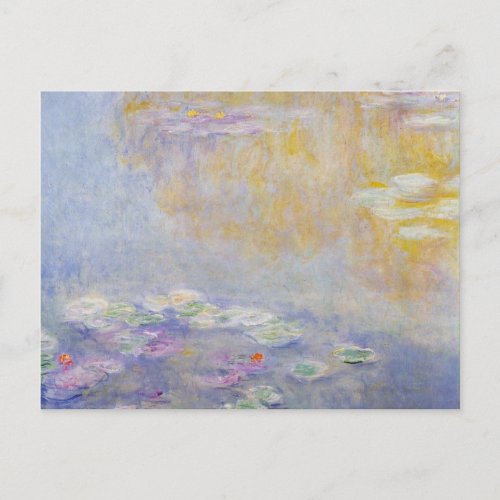 Monet _ Water Lilies Pastel Colors Fine Art Postcard