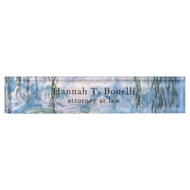 Monet Water Lilies Professional Classical Artwork Desk Name Plate (Front)