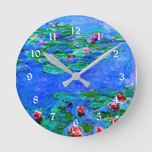 Monet _ Water Lilies Red famous artwork Round Clock