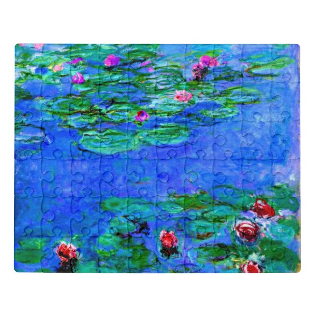 Monet - Water Lilies (red), famous painting Jigsaw Puzzle (Puzzle Horizontal)