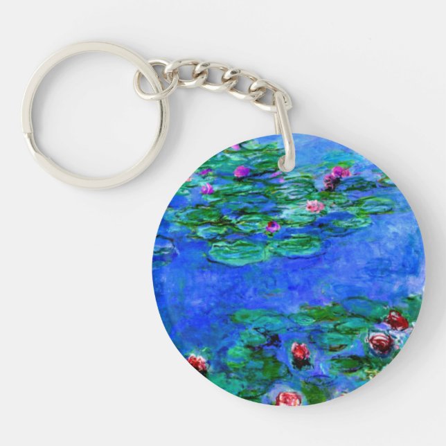 Monet - Water Lilies (red)  Keychain (Front)