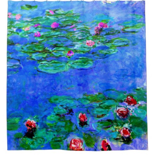 Monet _ Water Lilies Red Shower Curtain