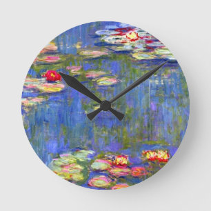 Monet Water Lilies  Round Clock