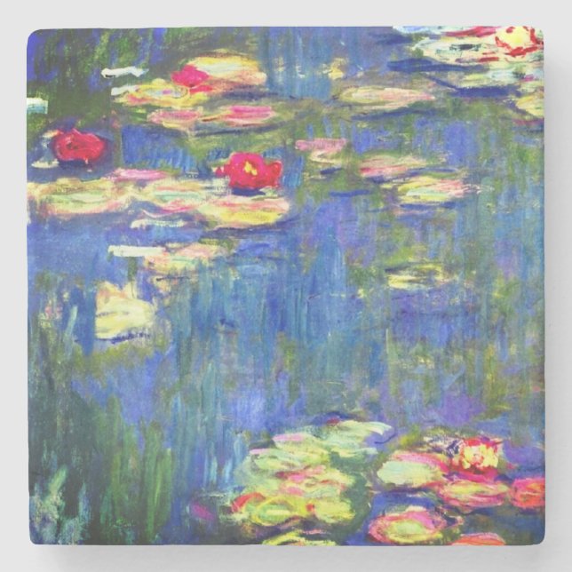 Monet Water Lilies  Stone Coaster (Front)