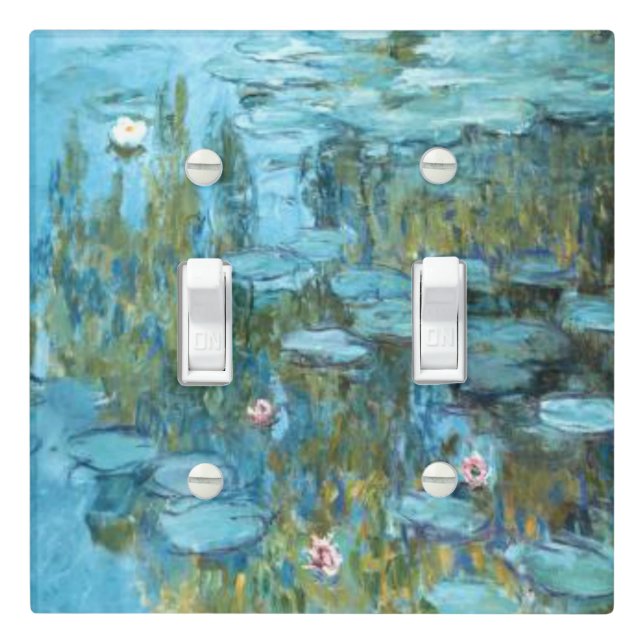 Monet - Water Lilies (turquoise), 1915 Light Switch Cover (In Situ)