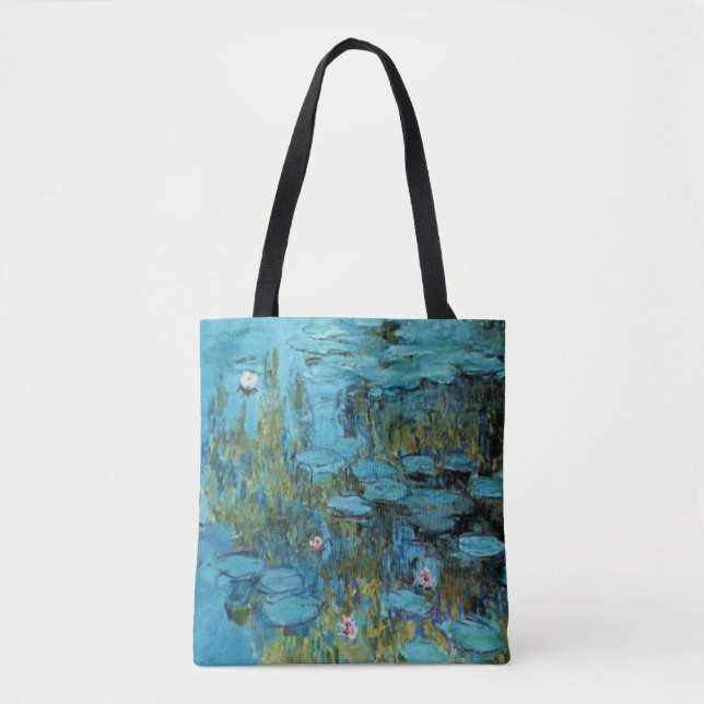 Monet - Water Lilies, Turquoise, Tote Bag (Front)