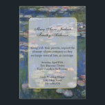 Monet Water Lilies Wedding Invitation<br><div class="desc">Elegant custom wedding invitation done using the fine art painting of Water Lilies by Monet.  Graphics of a white transparent text area has a thin gold tone frame. Black text is fully customizable to suit your needs.  Lovely unique wedding invitation you will treasure for a life time.</div>