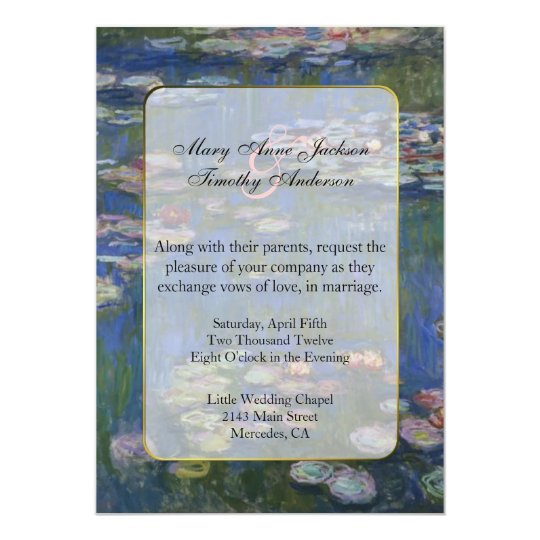 Monet Water Lilies Wedding Invitation Zazzle Monet Water Lilies Wedding Invitation