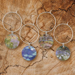 Monet Water Lilies Wine Charm<br><div class="desc">Wine charms with four paintings by the French artist Claude Monet (1840-1926) of various water lily landscapes. He was from the impressionist period. His water lily landscapes were inspired by his own garden in Giverny,  France.</div>