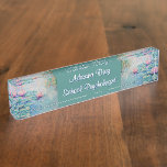 Monet Water Lillies Acrylic Desk Nameplate<br><div class="desc">This Monet inspired teal and pink water lillies acrylic office desk nameplate brings a calming and soothing vibe as people walk toward you and your desk. Perfect for school psychologists,  counselors,  wellness professionals,  teachers and others who enjoy impressionistic art.</div>