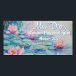 Monet Water Lillies School Psychologist Room Sign<br><div class="desc">This Monet Inspired Water Lillies school psychologist door sign makes for a calm and soothing entrance for any psychologist, counselor or wellness office. The sleek acrylic brings a modern touch to your office space. Please ask for assistance for transfering the design to other options. I will be glad to help....</div>