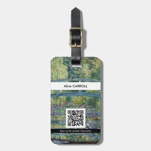 Monet _ Water Lily Green Harmony _ QR Code Luggage Tag