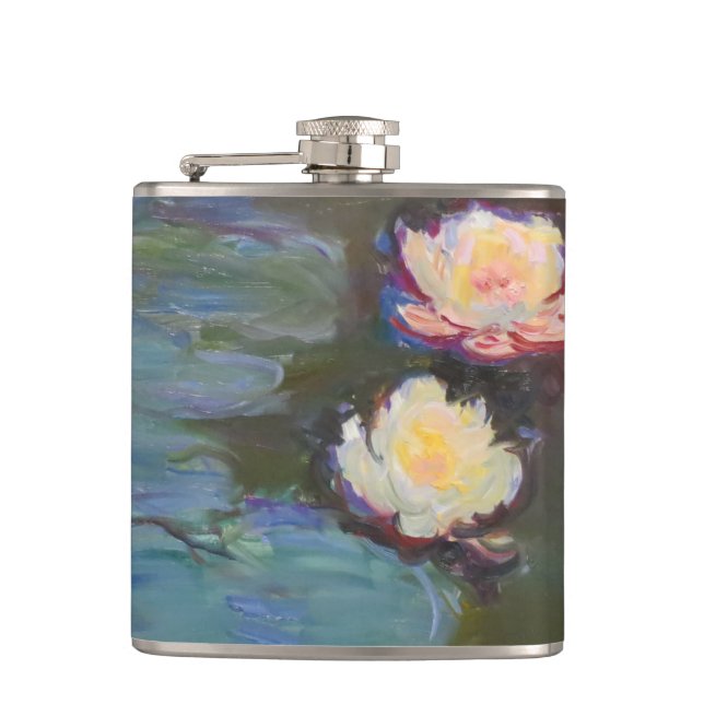 Monet Water Lily Lilies Pond Waterlilies Painting Flask (Front)