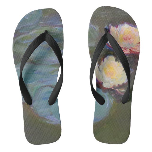 Monet Water Lily Lilies Pond Waterlilies Painting Flip Flops (Footbed)