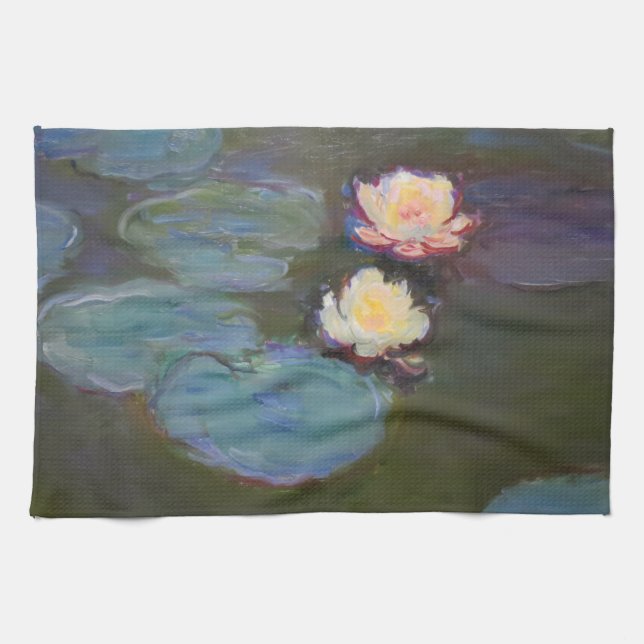 Monet Water Lily Lilies Pond Waterlilies Painting Kitchen Towel (Horizontal)
