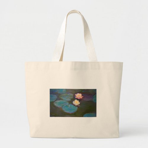 Monet Water Lily Lilies Pond Waterlilies Painting Large Tote Bag