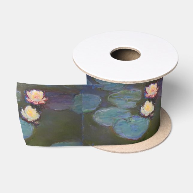 Monet Water Lily Lilies Pond Waterlilies Painting Satin Ribbon (Spool)
