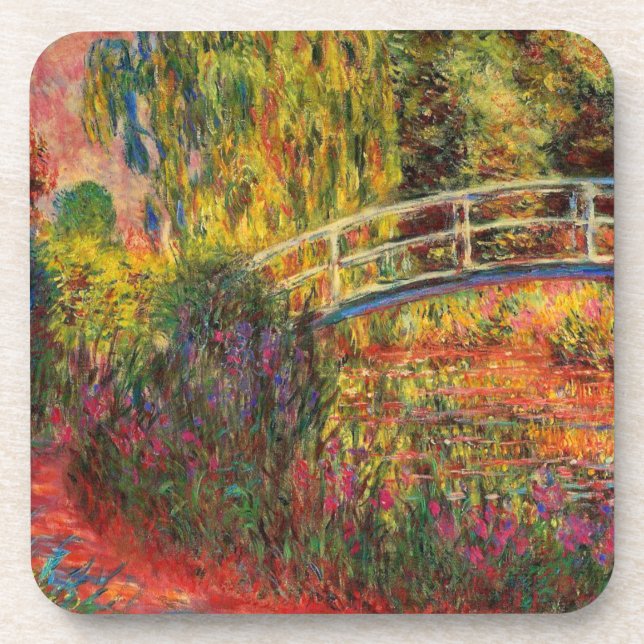 Monet Water Lily Pond and Water Irises Beverage Coaster (Front)