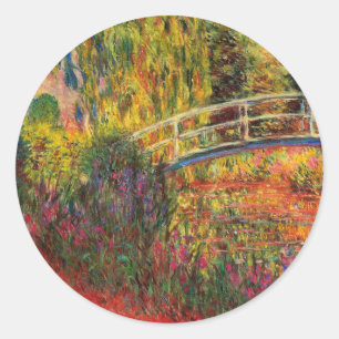 Monet Water Lily Pond and Water Irises Classic Round Sticker