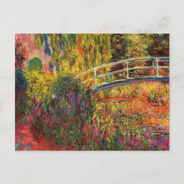 Monet Water Lily Pond and Water Irises Invitation Postcard (Front)