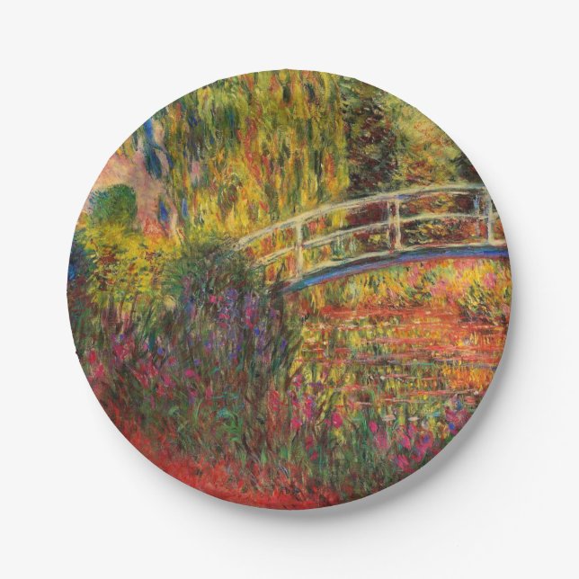 Monet Water Lily Pond and Water Irises Paper Plates (Front)