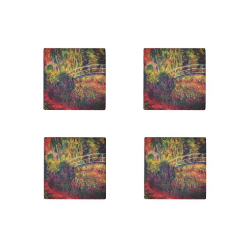 Monet Water Lily Pond and Water Irises Stone Magnet