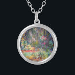 Monet Water Lily Pond Silver Plated Necklace<br><div class="desc">Necklace featuring Claude Monet’s oil painting Corner of Water Lily Pond (1918). Beautiful water lilies drifting in a pond within a serene nature landscape. A great gift for fans of impressionism and French art.</div>