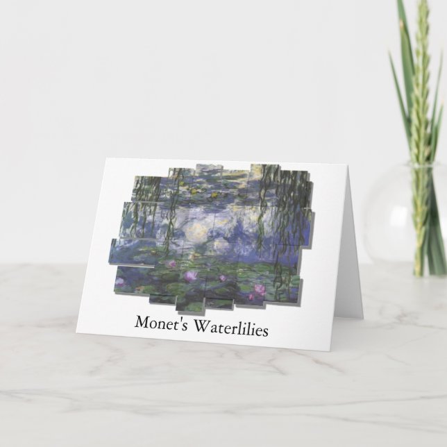 Monet Waterlilies mesh design Greeting Card (Front)