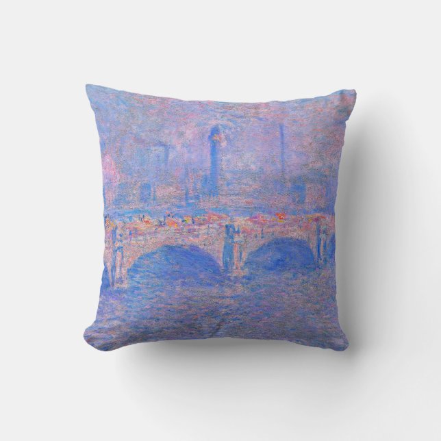 Monet - Waterloo Bridge, Sunlight Effect, Throw Pillow (Front)