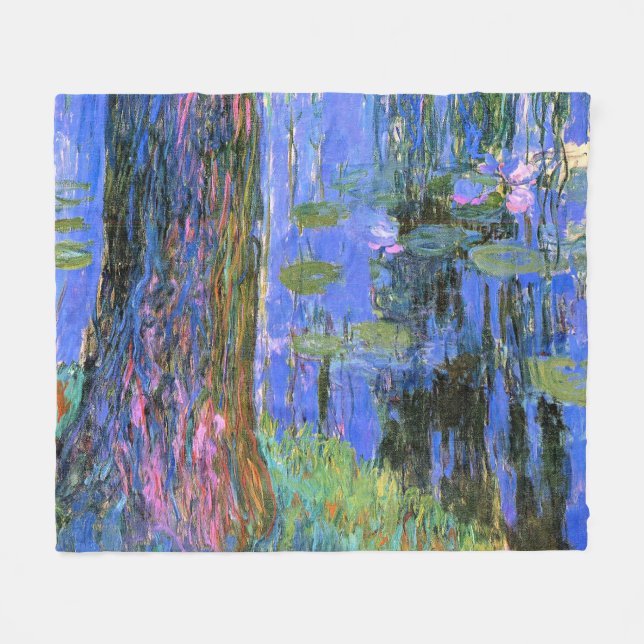Monet - Weeping Willow and Water Lily Pond, Fleece Blanket (Front (Horizontal))