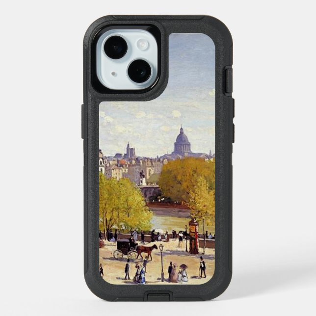 Monet - Wharf of Louvre, Paris, iPhone 15 Case (Back)