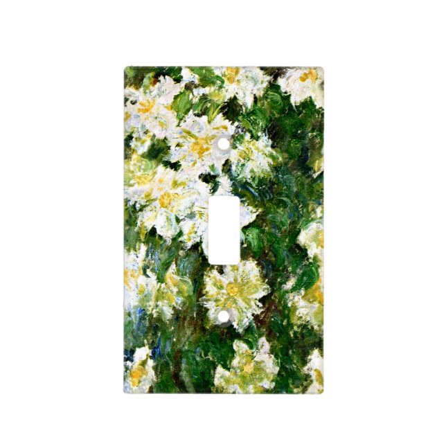 Monet - White Clematis, famous floral painting Light Switch Cover (Front)