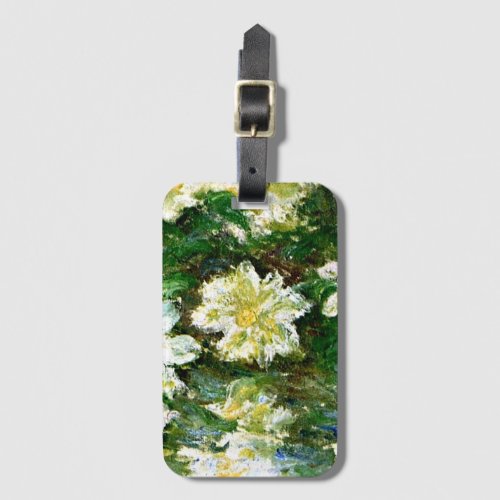 Monet _ White Clematis famous floral painting Luggage Tag