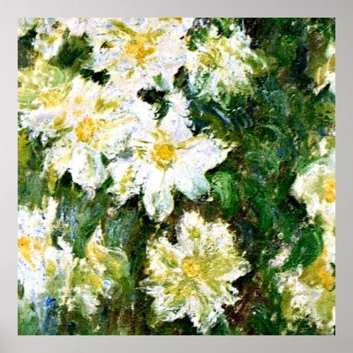 Monet _ White Clematis famous floral painting Poster