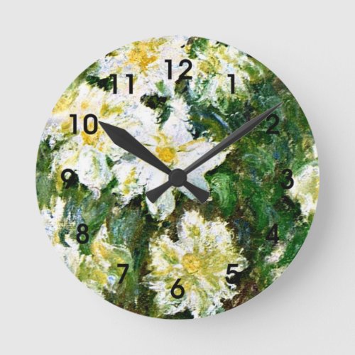 Monet _ White Clematis famous floral painting Round Clock