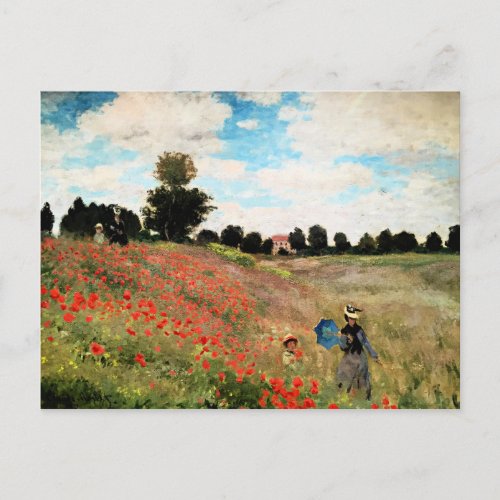 Monet _ Wild Poppies near Argenteuil fine art Postcard