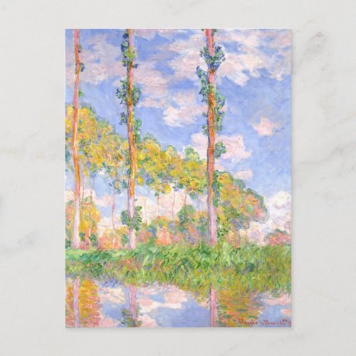 Monet Wind Poplars in Sun Vintage Landscape Postcard