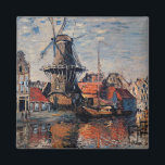 Monet - Windmill on the Onbekende Canall-Amsterdam Magnet<br><div class="desc">Monet - Windmill on the Onbekende Canal,  Amsterdam,  refrigerator magnet.  Impressionism cityscape by Claude Monet,  1874.</div>