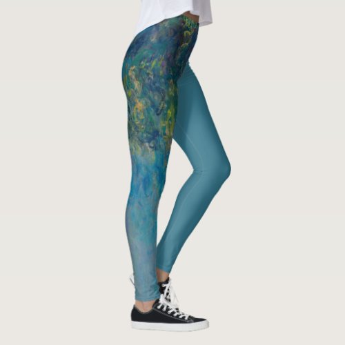 MONET WISTERIA  AQUA BLUE ASYMM LEGGINGS