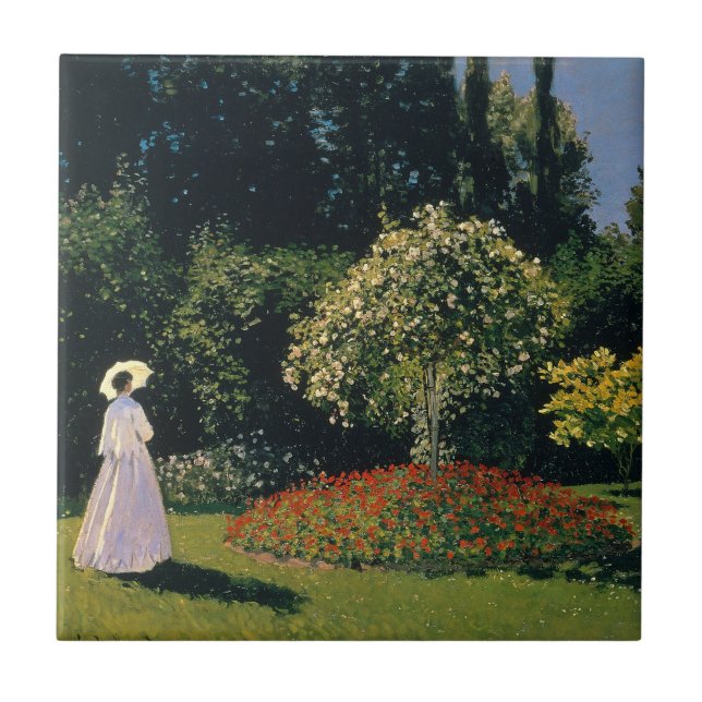 Monet - Woman in Garden Ceramic Tile (Front)