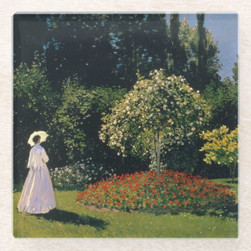 Monet _ Woman in Garden Glass Coaster