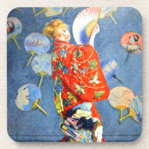 Monet Woman in Japanese Costume Beverage Coaster
