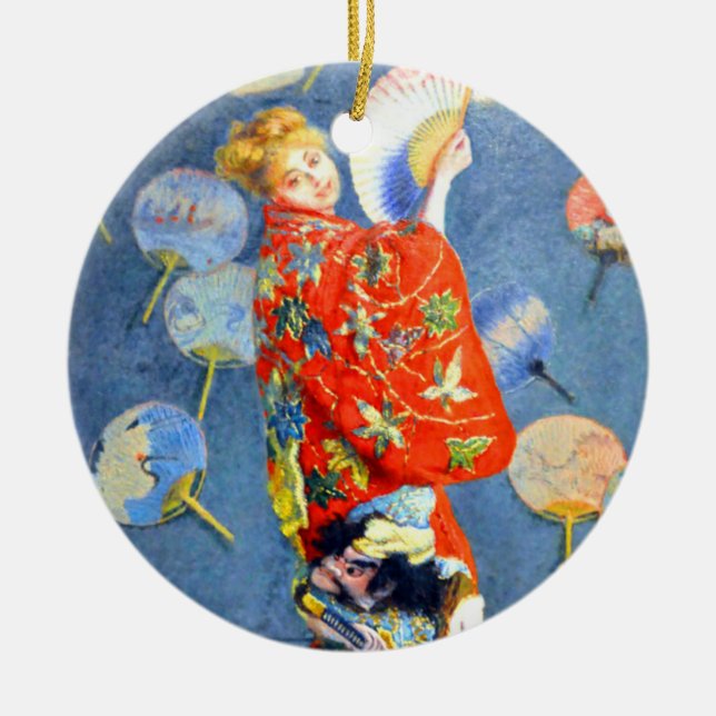 Monet Woman in Japanese Costume Ceramic Ornament (Front)