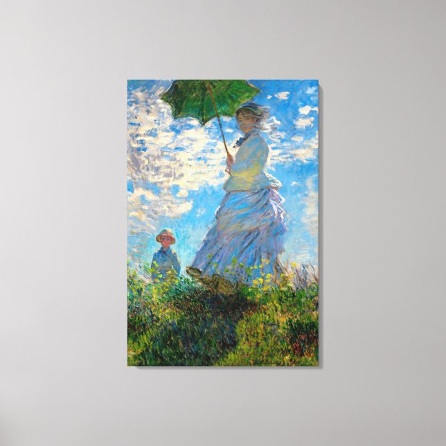 Monet Woman Parasol Impressionism Canvas Print (Front)